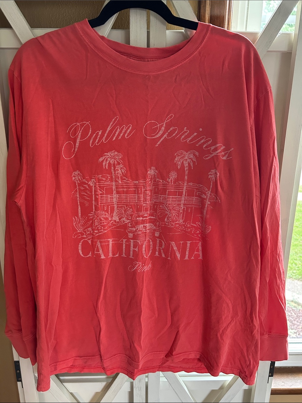 VS Pink Palm Springs California Long-Sleeve Top large